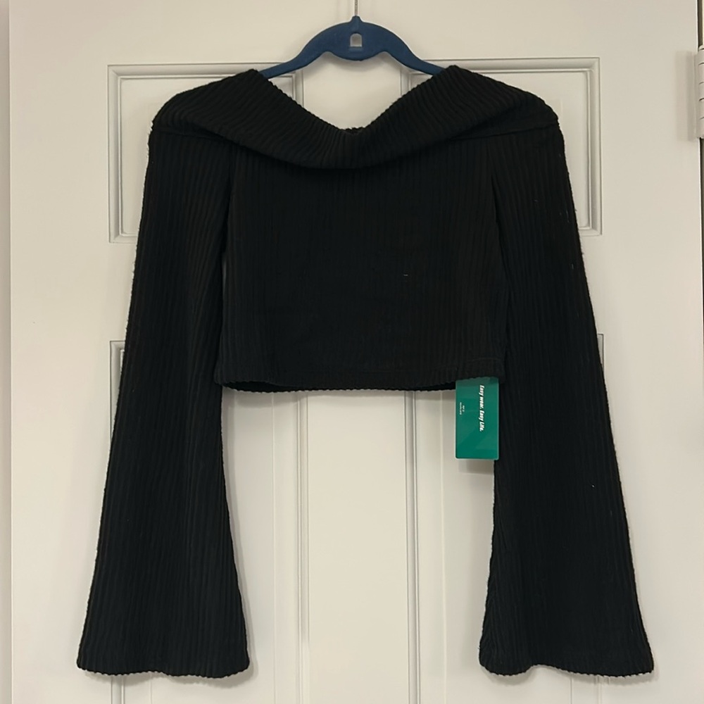 Long Sleeve Strapless Black Sweater Size Medium